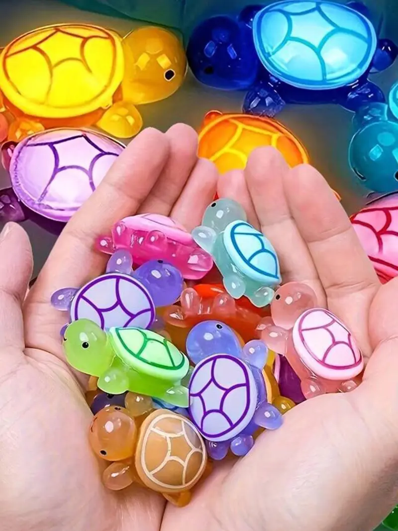 30Pcs Colorful Glowing Turtle Figurines, Kids Party Favors & Home Deco