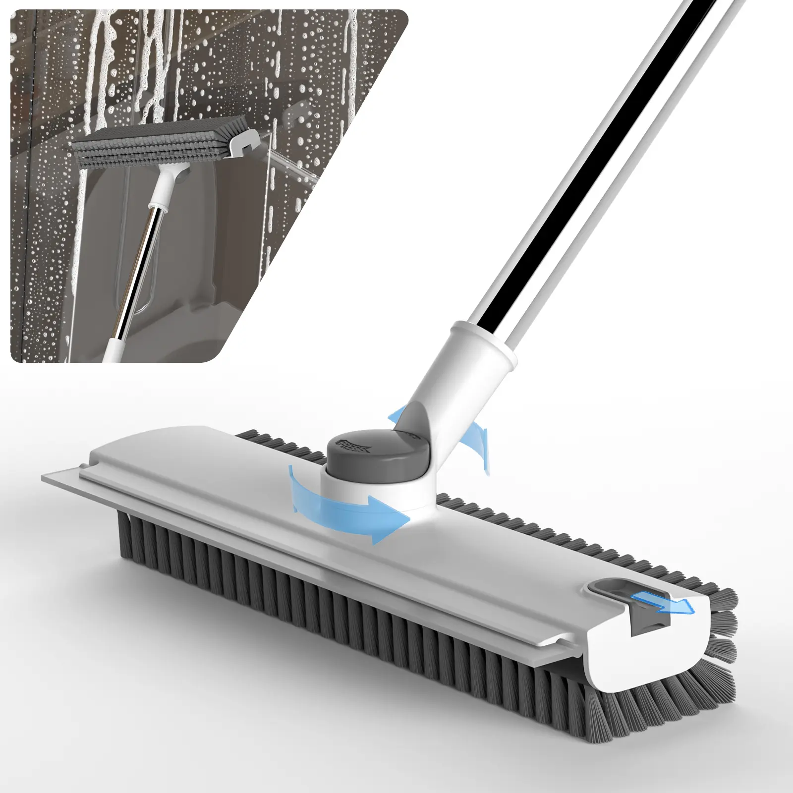 360° 3-in-1 Floor Brush & Squeegee, Stainless Steel - Image 10
