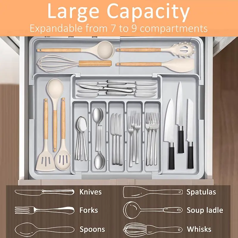 Expandable 9 Compartment Silverware Drawer Organizer - Image 12