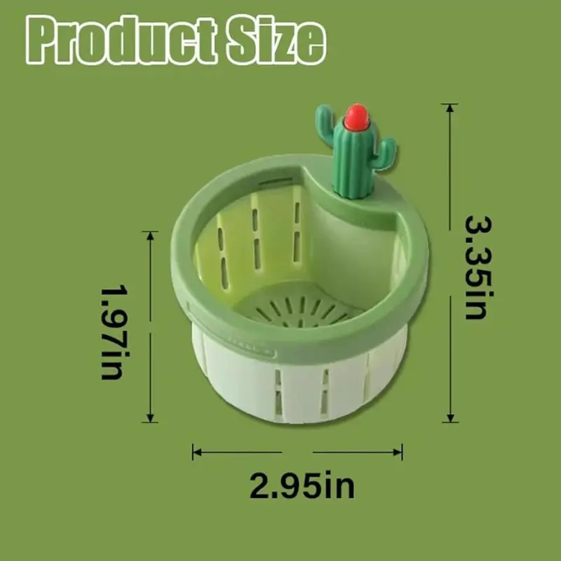 2Pcs Cute Cactus Sink Filter Basket Automatic Dumping Sink Strainer - Image 2