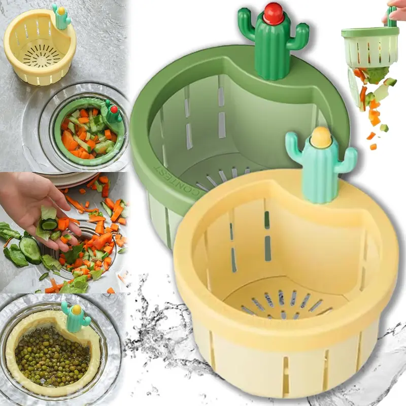 2Pcs Cute Cactus Sink Filter Basket Automatic Dumping Sink Strainer - Image 3