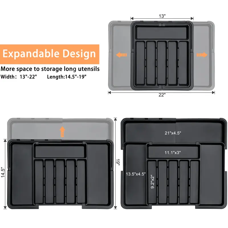Expandable 9 Compartment Silverware Drawer Organizer - Image 3