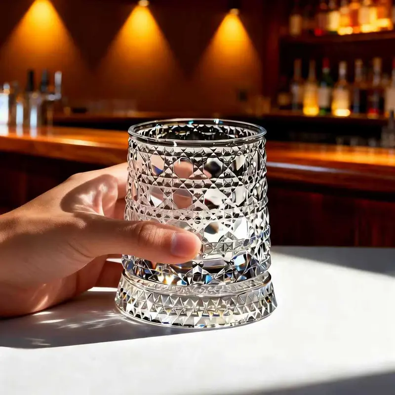 360° Spinning Star Cut Crystal Whiskey Glass - Image 4