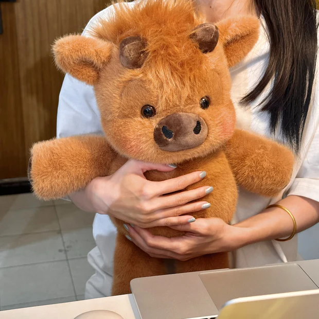Cute Running Scottish Highland Cow Stuffed Animal - Image 4
