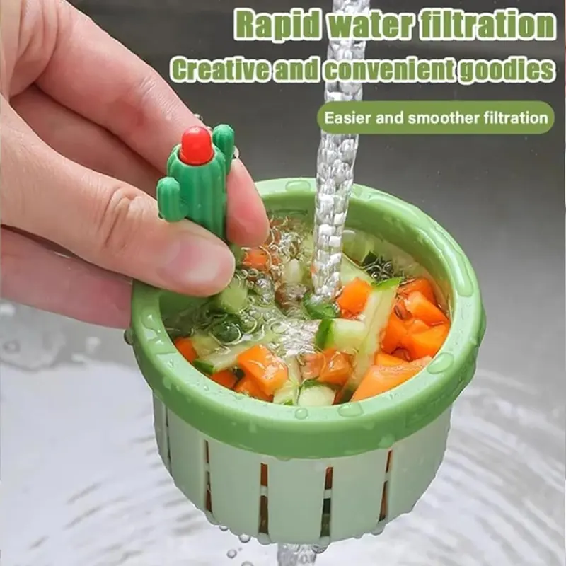 2Pcs Cute Cactus Sink Filter Basket Automatic Dumping Sink Strainer - Image 5