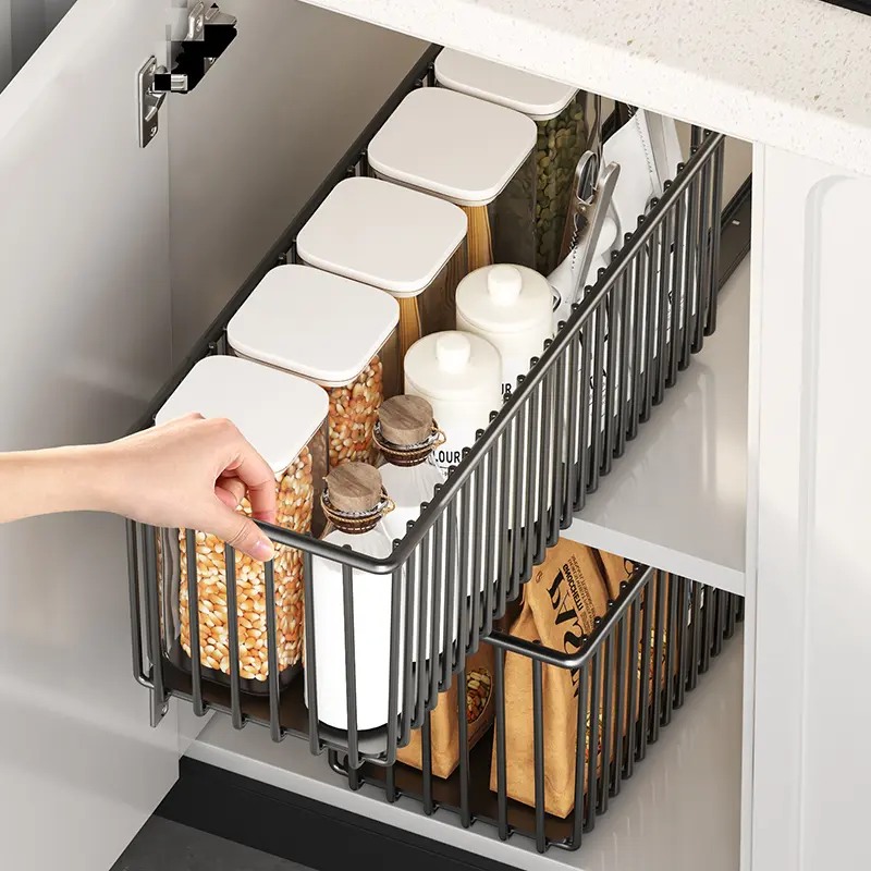 Pull-Out Cabinet Storage Basket, Space Saving - Image 5