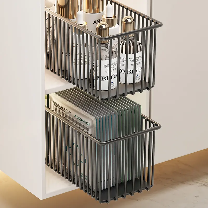 Pull-Out Cabinet Storage Basket, Space Saving - Image 7