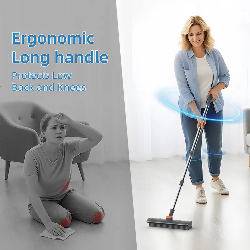 360° 3-in-1 Floor Brush & Squeegee, Stainless Steel - Image 8