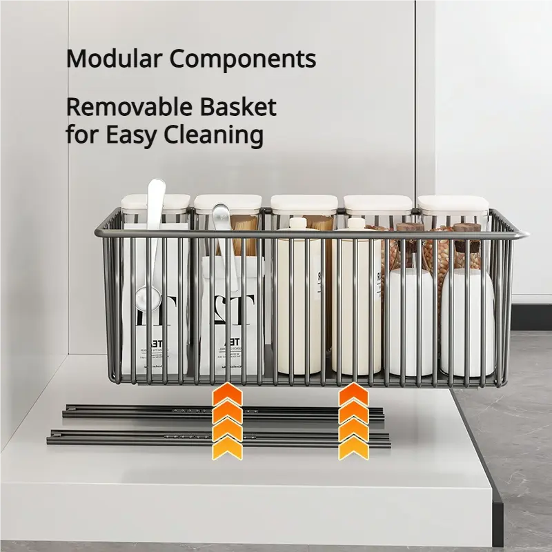 Pull-Out Cabinet Storage Basket, Space Saving - Image 9
