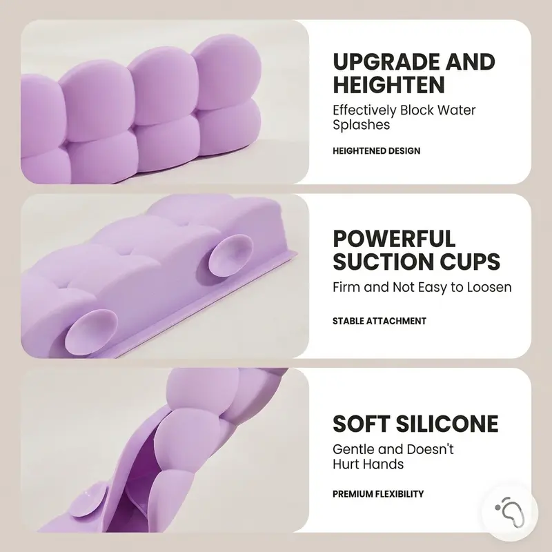 Silicone Sink Splash Guard with Suction Cups - Image 2