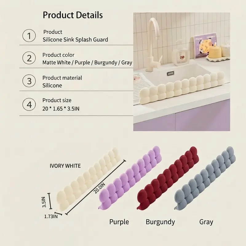 Silicone Sink Splash Guard with Suction Cups - Image 6